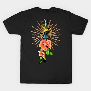 Awesome snake with flowers T-Shirt